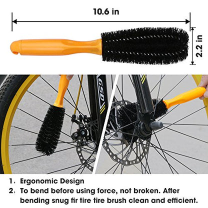 7pcs Bicycle Bike Cleaning Tools Set, Bike Clean Brush Kit Suitable for Mountain, Road, City, Hybrid, BMX and Folding Bike