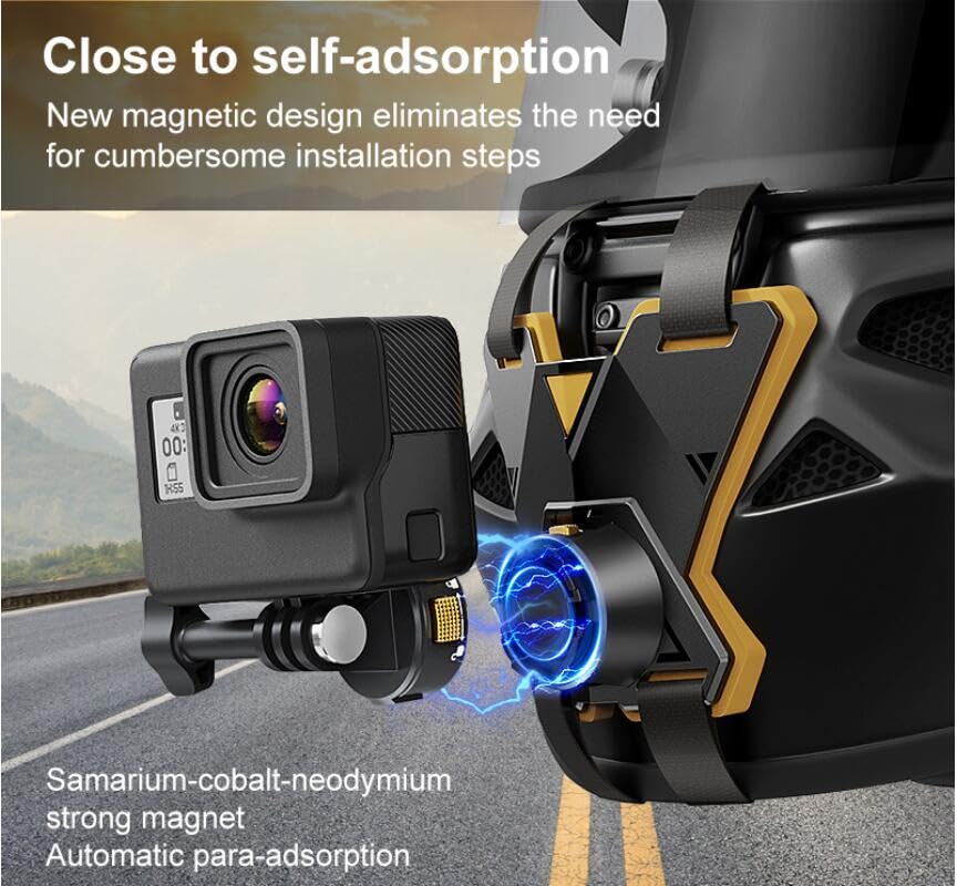 Coyktonty Motorcycle Helmet Mounting Bracket/Magnetic Quick Release Motorcycle Helmet Adapter Bracket for GoPro Hero 12 11 10 9 8 7 6 5/Insta360 Ace Pro/ONE RS/ONE R/Osmo Action 5 Pro/4 3