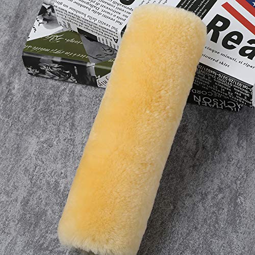 OGLAND 1 Piece Fur Comfort Authentic Fluffy Sheepskin Car Seat Belt Pads, Soft Texture Shoulder Neck Cushion Pad, Genuine Australia Merino Wool Seatbelt Cover (Golden Yellow) - color: Golden Yellow
