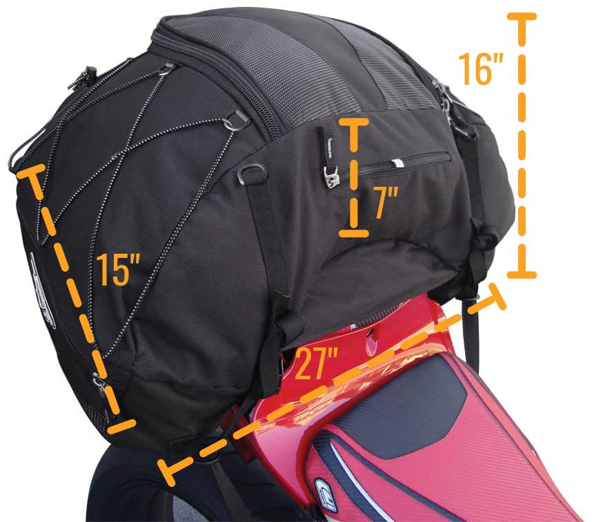 GEARS Navigator Motorcycle Tail Bag | Durable Weather-Resistant Luggage with Waterproof Rain Cover | Universal Fit Rear Seat Storage | Passenger Pillion Seat Cargo Bag | 52L Motorbike Helmet Bag