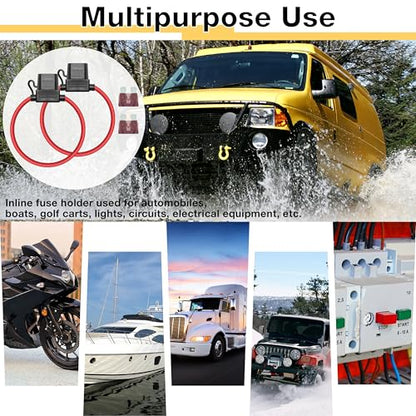 ecocstm 2 PCS Inline Fuse Holders 12V, 10 AWG Car Gauge Inline Fuses, Waterproof Fuse Holder with 40A ATC/ATO Standard Blade Fuses for Automotive, Marine, Golf Cart Lighting, Electrical Circuits - size: 2 PCS 10AWG