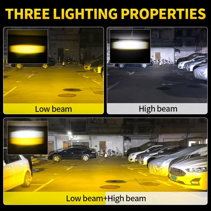 Motorcycle Auxiliary Lights Driving LED Fog Lights Spotlights White/Amber High/Low Beam with 7 Modes Dual-Color, Universal Fit for Motorcycle SUV ATV UTV, 2PCS