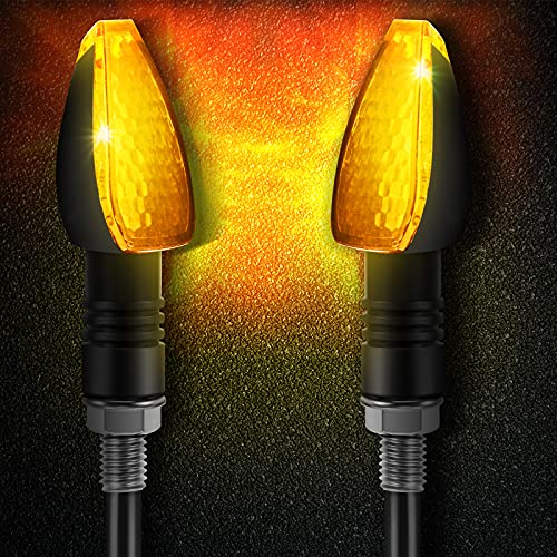 4 Pieces Motorcycle LED Turn Signals Motorcycle Signal Lights Indicators Flowing Turn Blinkers Front Rear Lights 14 LED 12V Motorbike Indicator Amber Lamp Mini Stalk Arrow