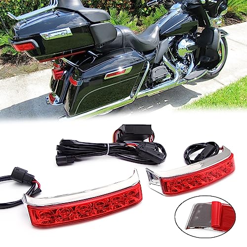 JMTBNO LED Motorcycle Saddlebag Brake Light Tail Light Running Lights Compatible with Harley Touring Electra Glide FLHTCU FLHTCUL FLHTK FLHTKL FLTRU FLHTKSE FLTRUSE(Chrome-Red) - color: Chrome-Red