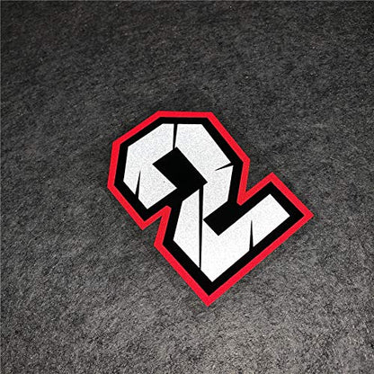 Creative Arabic Numbers Motorcycle Racing Sticker DIY Decorate Car Styling and Decals 10x7cm (Number 2) - size: Number 2