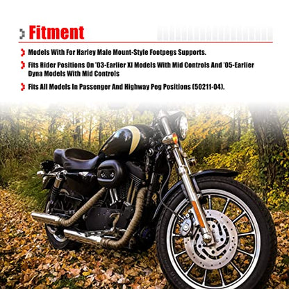 Goldfire 1 Pair Motorcycle Foot Pegs CNC Cut Male Front & Rear Foot Pegs Foot Rests Motorcycle Passenger Pedals Compatible with Harley Sportster, Dyna, Road King (Black) - color: Black