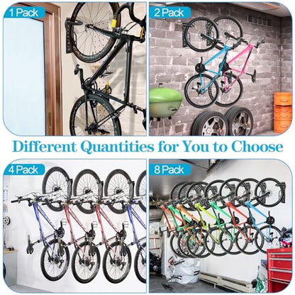 DkOvn 2 Pack Bike Rack Garage Wall Mount, Wall Mount Bike Rack with Screws, Heavy Duty Steel Vertical Bike Hook Holds Up to 66lb for Indoor Storage - color: 2 Pack Black