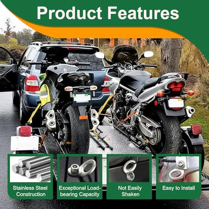 CZC AUTO Stainless Steel Tie Down Anchors Hooks 10 Pack, Tie Down Strap Rings, Suitable for Tie Down Attachment Points of Truck, Camper, Trailer, Truck Bed, Motorcycle, Dirtbike, Silver - color: Silver