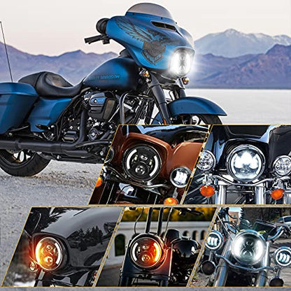 SUPAREE 7 Inch LED Motorcycle Headlight with Turn Signal: Black Motorcycle Headlight Compatible with Touring Road King Ultra Classic Electra Street Glide Tri Cvo Heritage Softail Slim Deluxe Fatboy