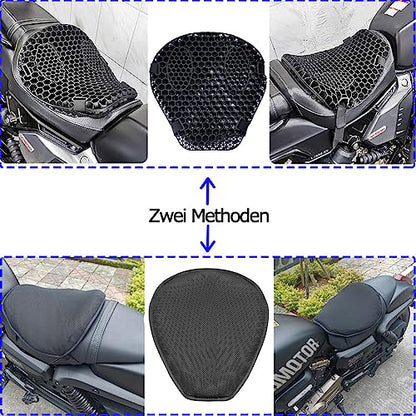 Motorcycle Seat Cushion Detachable Pressure-Relieving Motorcycle Seat Motorcycle Gel Non-Slip Breathable Seat Cushion, Suitable for Long and Short Rides