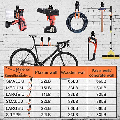 AOBEN Garage Hooks Heavy Duty, Steel Garage Storage Hooks, Utility Tool Hangers and Combinable Wall Mount Garage Hooks for Organizing Ladders, Bikes, Hoses, and More Equipment (S Hooks, 4 Pack) - size: S Hooks, 4 Pack