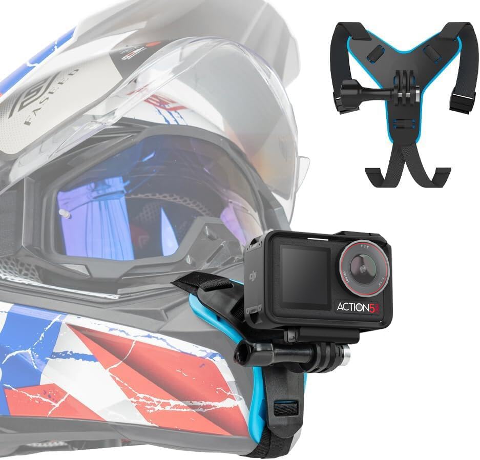 DJI Action 6 Helmet Chin Mount, Motorcycle Dirt Bike Bicycle Strap Holder Clamp Mounts Compatible with Go Pro Hero 13,12,11,10, 9, 8, 7,DJI Osmo Action 6,2,3,4, 5 pro and More - color: Y-Shaped Mount