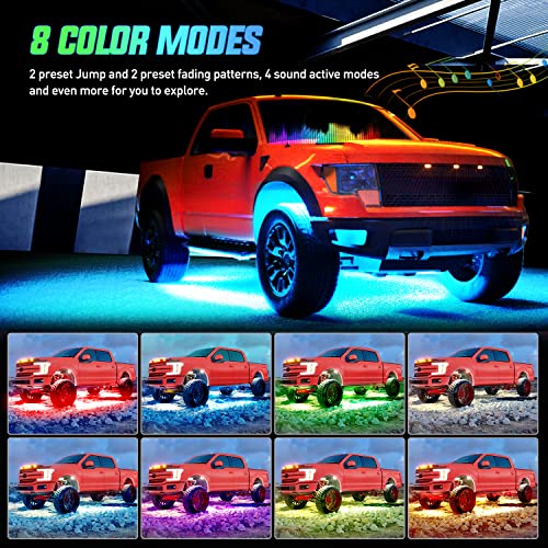 Nilight 4Pcs Car Underglow Neon Accent Strip Lights 256 LEDs RGB Multi Color DIY Sound Active Function Music Mode with APP Control and Remote Underbody Light Strips - color: 4Pcs Underglow Light Strip w/Remote+APP