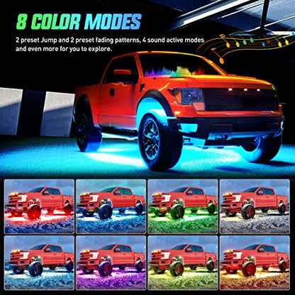 Nilight 4Pcs Car Underglow Neon Accent Strip Lights 256 LEDs RGB Multi Color DIY Sound Active Function Music Mode with APP Control and Remote Underbody Light Strips - color: 4Pcs Underglow Light Strip w/Remote+APP