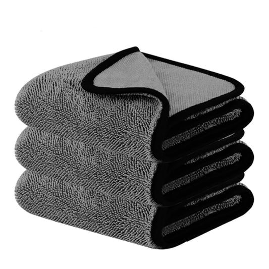 DIAOJIA 3 Pack Microfiber Car Towels (16" x 24"), 500 GSM Double-Sided Absorbent Coral Fleece Cloths for Washing, Drying & Cleaning, Streak-Free & Lint-Free(Dark Grey) - color: Dark Grey