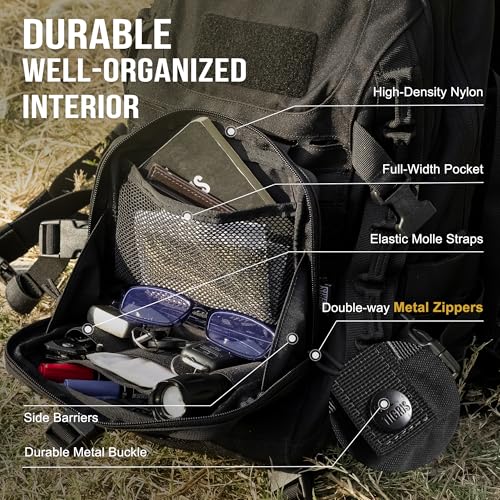 OneTigris MOLLE Pouch, Tactical Admin Pouch Belt EDC Tool Organizer Zippered Utility Waist Pack 7.5"x5"x2" - color: Black