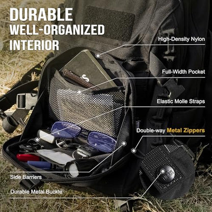 OneTigris MOLLE Pouch, Tactical Admin Pouch Belt EDC Tool Organizer Zippered Utility Waist Pack 7.5"x5"x2" - color: Black