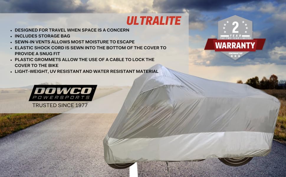 Dowco Guardian 26010-00 UltraLite Water Resistant Indoor/Outdoor Motorcycle Cover: Grey, Medium - size: Medium