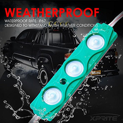 Xprite Green LED Truck Bed Light Kits with On/Off Switch, for Pickup Exterior Interior Lights Strips, Footwells, Running Boards, Cargo, Under Car, Tonneau Cover, Rail Rock Lighting - 8 PCs - color: Green