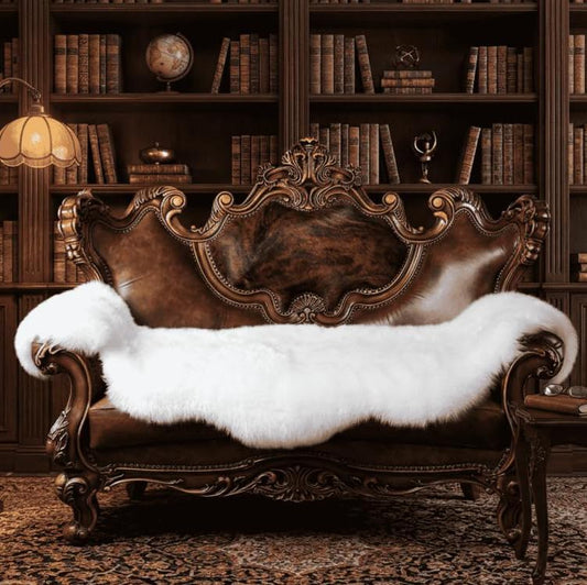 AOGELAN Genuine Sheepskin Rug with Little Patches, Real Shaggy Fur Wool Sheep Skin Throw Pad for Bedroom Living Room Floor, Pray Pup Mat, Chair Sofa Seat Cover, Double Pelt Ivory White - color: Ivory, size: 2' x 6' ((Double Pelt) Patchwork)