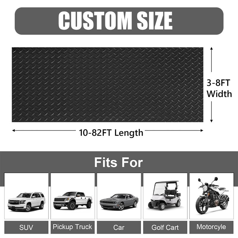 ALTRUISTIC Custom Size Garage Floor Mat 2.530mm Thickened Parking Mat,Non Slip PVC Floor Protector for Under Car,Golf Cart,Motorcycle Mat,Large SUVs,MPV, Pickup Truck,Water/Stain Resistant，Black - size: 4FT X 10FT