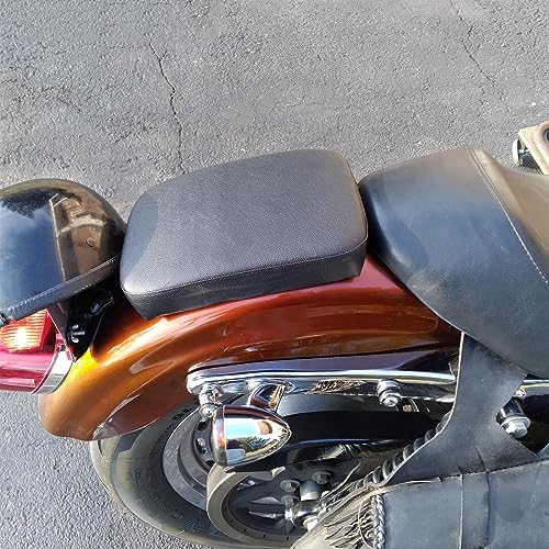 Motorcycle Rectangular Passenger Pad Seat Rear Leather Pillion Cushion 6 Suction Cup Compatible with Harley Dyna Sportster XL 883 1200 Chopper Custom - style: 6 Suction Cup-Black