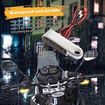 Motorcycle Mini LED Turn Signal Light 2pcs Universal Handlebar Indicator Blinker Light Flasher Lamp with 8mm Rearview Mirror Bolts - color: silver