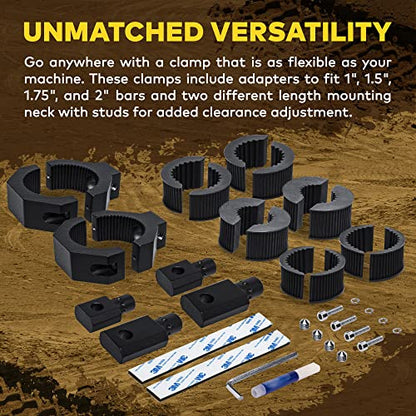 LAMPHUS Off-Road ATV UTV Light Bar Mounts Mounting Bracket Clamp Kits [1"/1.5"/1.75"/2" Inch] [360-Degree] [2 x Stud Size] Aluminium Unit Bull Roll Cage Clamps Mount - size: 2-Pack (Standard)