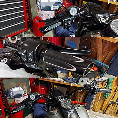 1" Electronic Throttle Defiance Handlebar Grips 25mm Hand Grips Fit for Harley Touring Street Glide Road King Road Glide Electra Glide - color: #5 Black&White