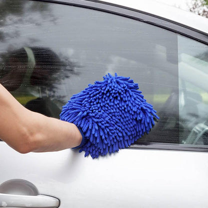 Conwork Car Wash Mitt Chenille Microfiber Golves, Ultra Soft & Scratch-Free, for Auto Detailing, Household Dusting & Multi-Surface Cleaning, 7" x 9.6"(2-Pack, Pink/Blue) - color: Blue/Pink