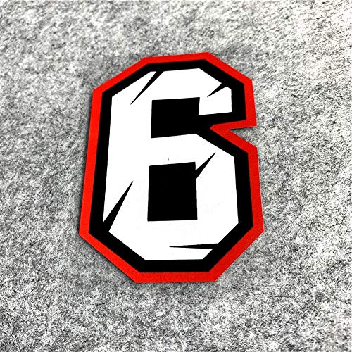 Creative Arabic Numbers Motorcycle Racing Sticker DIY Decorate Car Styling and Decals 10x7cm (Number 6) - size: Number 6