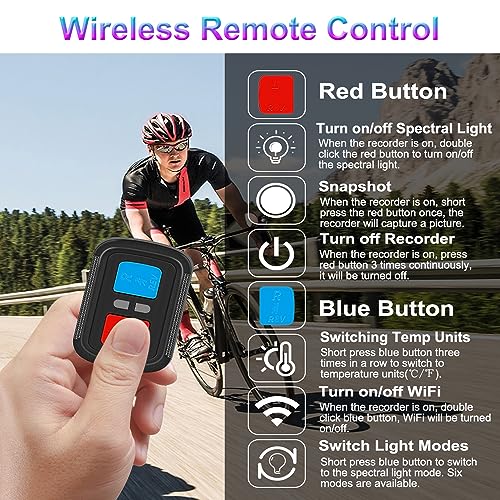VSYSTO Bike Camera, WiFi 2K Bicycle Cam with Temperature Display Taillight, 170° Wide Angle Night Vision SONYIMX335 Lens Waterproof Motorcycle Helmet Dash Cam (2K Camera with Temperature Sensor) - style: 2K Camera with temperature sensor