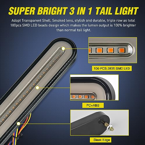 Nilight Trailer Tail Light Bar with 3-in-1 Running Stop Turn Signals Brake Lights 2 Pack 9 Inch 100 LED Red & Amber Sequential Strip for Trailers RV Truck Boat Pickup SUV - color: 2Pcs 3-in-1 9Inch Trailer Lights