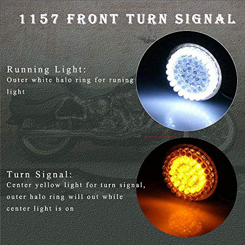 1157 Front LED Turn Signal Lights, 2 Inch Bullet Running Light with Smoked Lens Cover for Harley Sporster 1200, Dyna, Road King, Street Glide, Softail 2020 - color: Amber+White