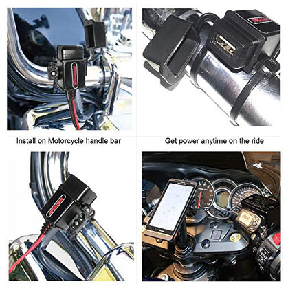 MOTOPOWER MP0609A 3.1Amp Motorcycle USB Port Kit SAE to USB Adapter On Motorcycle - color: Red, Black