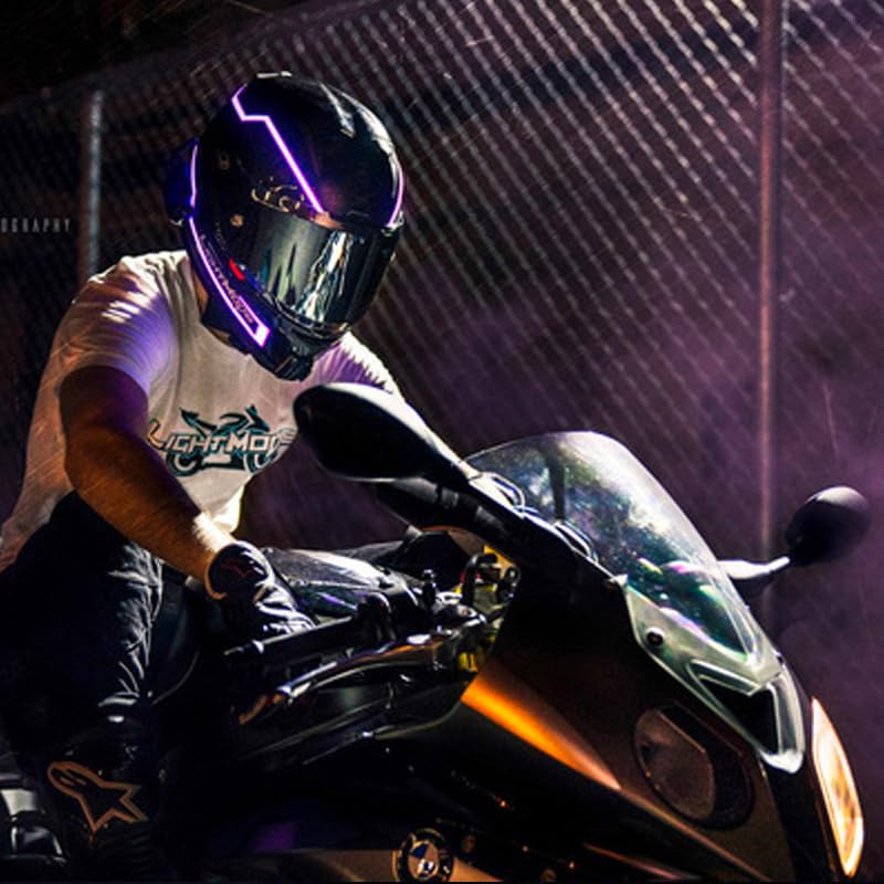 Motorcycle helmet light strip,Helmet EL Light Bar,Helmet Cycling LED Sticker Light Night Riding Signal Helmet Light for Motorcycle Bike Helmet (purple) - color: Purple