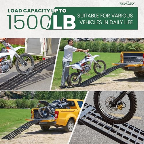 10ft Motorcycle Ramp 1500LBS Capacity, 120"x17.7" Black Truck Ramps, Loading Ramps for Pick Up Motorcycle, ATV, UTV, Dirt Bike, Lawn Mower, Golf Cart, Garden Tractor - size: W:17.7"