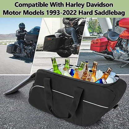 HODRANT Motorcycle Saddlebag Cooler, Leakproof Side Bag Liner Compatible With Harley Davidson 1993-2022 Touring Hard Saddlebag, Waterproof Insert Organizer, 1 Bag