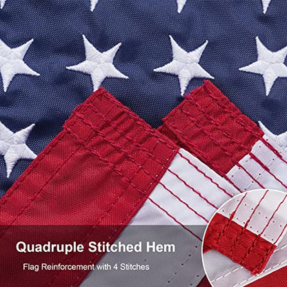 SYII American Flag 12x18 Inches, Embroidery 50 Stars Ensign Nautical US Boat Flags with 2 Brass Grommets, Heavy Duty Nylon Outdoor Banner for Marine Yacht UTV - color: 12x18 American Flag