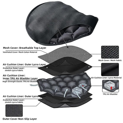 100% Gel Rider Cushion for Motorcycle, Seat Cushion, Universal Non-Slip Grip Ergonomic Motorcycle Seat Pad, 3D-Honeycomb Structure TPE Shock Absorption Breathable Seat Pad for Long Rides (# A)