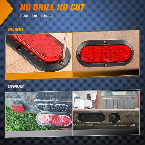 Nilight 6 Inch Oval Red LED Trailer Tail Light 4PCS 10LEDs Waterproof Stop Brake Turn Surface Mount Trailers Lights for Truck RV Boat Bus Lorry Camper Van Caravan - color: Red Lights Screws 4PCS