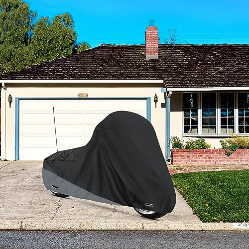 XYZCTEM Motorcycle Cover for Touring Models Harley Davidson Road King Road Glide Street Glide Electra Glide Low Rider-ST Indoor & Outdoor All Weather Protect from Dust Sunlight Rain, Black - size: Side Box