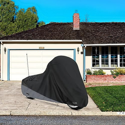 XYZCTEM Motorcycle Cover for Touring Models Harley Davidson Road King Road Glide Street Glide Electra Glide Low Rider-ST Indoor & Outdoor All Weather Protect from Dust Sunlight Rain, Black - size: Side Box