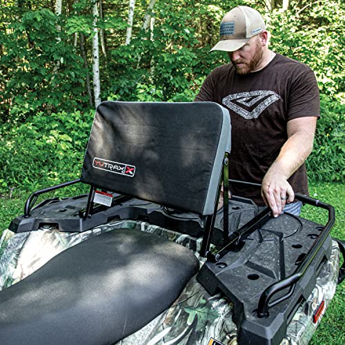 YUTRAX Universal Mount ATV Backrest, Heavy-Duty Steel Seat Frame, Adjustable Seat Back Positions, 2” Thick Cushion, Folds Down Flat When Not in Use, TX219