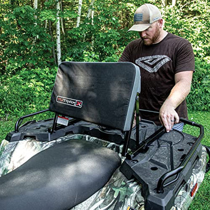 YUTRAX Universal Mount ATV Backrest, Heavy-Duty Steel Seat Frame, Adjustable Seat Back Positions, 2” Thick Cushion, Folds Down Flat When Not in Use, TX219