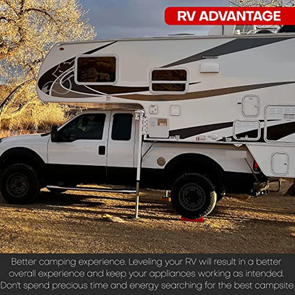 YIYITOOLS 2Pcs Camper Leveler RV Leveling Blocks Ramp Kit, Travel Trailer Leveling System, 30000Lbs