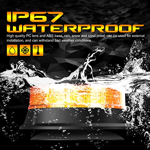 DAYSEN LED Amber Beacon Light, 4.2" Flashing Emergency Strobe Lights, Magnetic Mount 360 °Rotating Rooftop Safety Warning Light for Trucks Tractors Golf Carts UTV & ATV Cars(Magnetic) - size: Magnetic (1PCS)