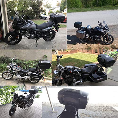 Universal Motorcycle Rear Top Box Tail Trunk Luggage Storage Case,47 Litre Hard Case with Mounting Hardware,with LED Light,Black - size: 47L with LED Light