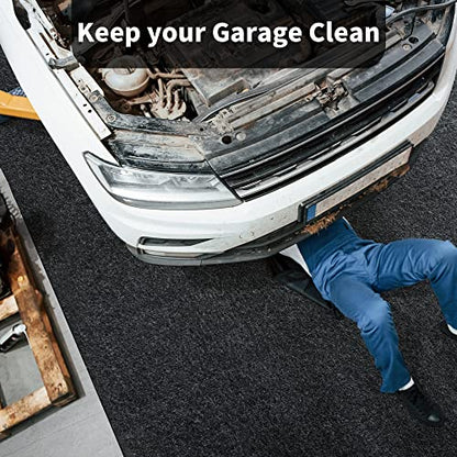 HOMBYS Garage Floor Mats for Under Car, Dark Grey Garage Flooring Rug, Motorcycle Oil Spill Mat, Absorbent Oil Garage Parking Mat 7'9"x18', Non Slip and Waterproof Backing - size: 18'x7'9''