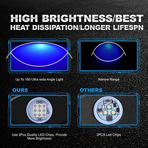 4Pods Rock Lights Blue Neon Underglow led Lamp for Car Trucks ATV UTV SUV Boat Underbody Glow Trail Rig Motorcycle Lights - color: Blue